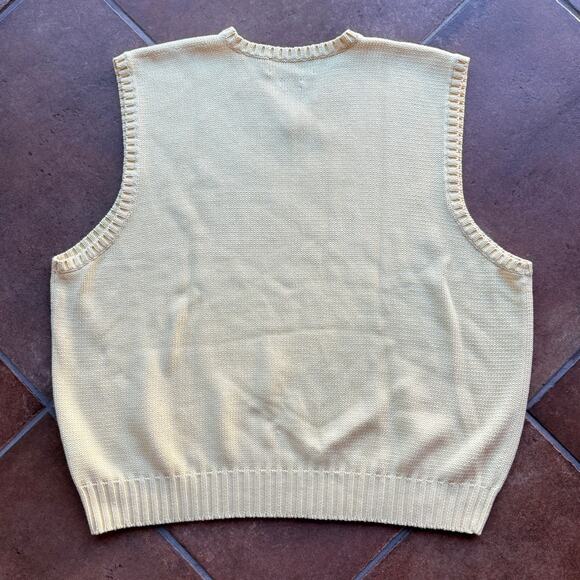 Polo Ralph Lauren Chunky Cotton Knit Mens Butter Yellow V-Neck Sweater Vest XXL - Picture 7 of 7